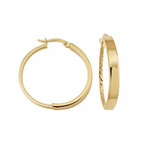 Elegant Precious Metal Earrings 14K Gold Yellow Medium Hoop 37x25mm Flat Earrings