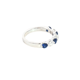 Bold & Elegant 14K White Gold 0.75 Carats Blue Sapphires & 0.43 Carats Diamonds Stackable Band