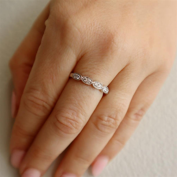 Elegant Diamond Bands 14K Gold White 1/4 Carats Diamond Anniversary Band