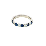 Bold & Elegant 18K White Gold 0.66 Carats Blue Sapphire & 0.45 Carats Diamond Stackable Band