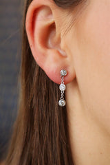 Classic & Contemporary 18K White Gold 0.76 Carats Diamond Dangle Bezel Earrings