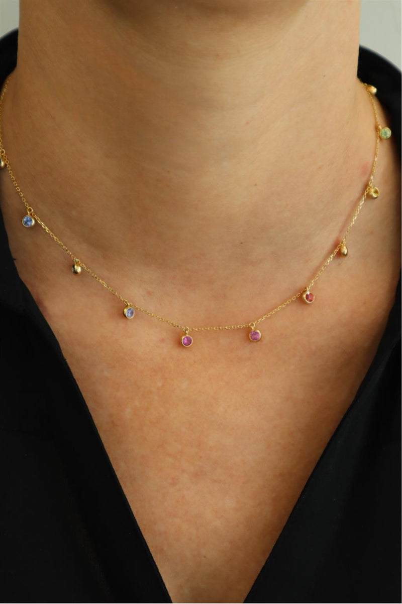 Vibrant 18K Gold Yellow 1.68 Carats Sapphires Necklace, 18 Inch