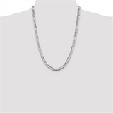 Sterling Silver 6.75mm Figaro Chain, 24 inch
