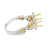 Elegant Diamond Mountings 18K White & Yellow Gold 0.82 Carats Diamond Halo Semi Mount Ring