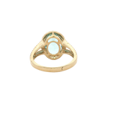 Bold & Elegant 14K Gold Yellow Halo Color Stone Fashion Ring - Oval Aquamarine 3.51 Carats & Round & Baguette Diamond 0.53 Carats