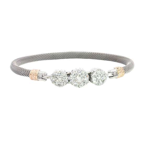 Sophisticated & Timeless Diamond Bracelets Sterling Silver & 14K Yellow Gold  1.75 Carats Lab Grown Diamond Mesh Bangle Bracelet - 7 Inch