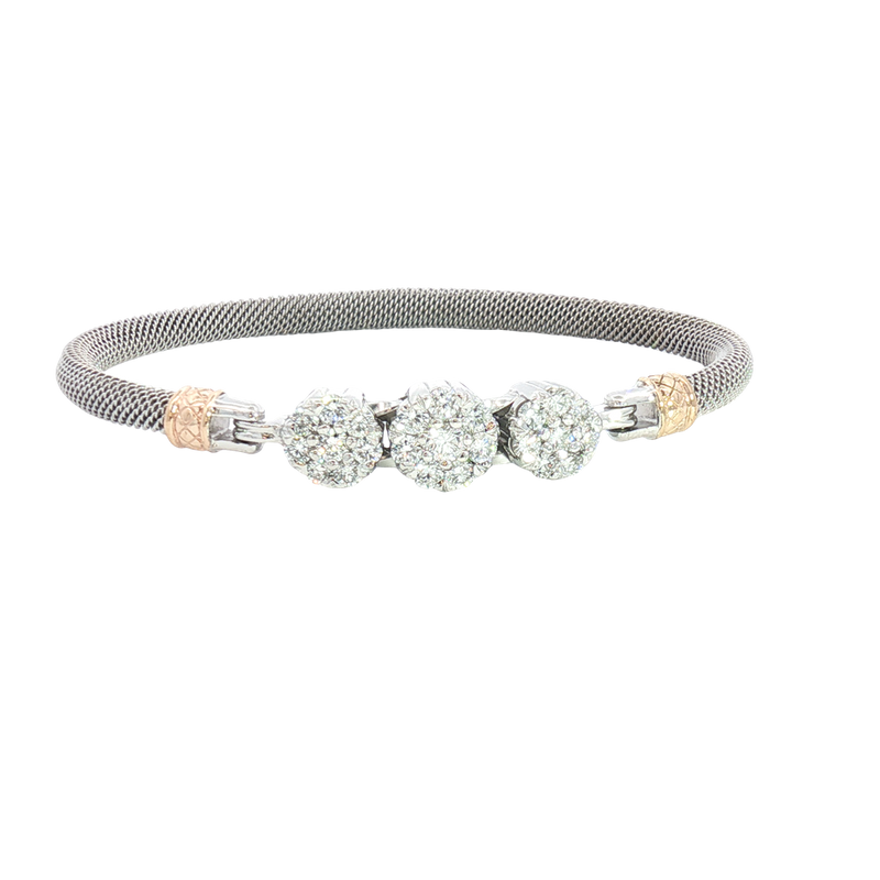 Sophisticated & Timeless Diamond Bracelets Sterling Silver & 14K Yellow Gold  1.75 Carats Lab Grown Diamond Mesh Bangle Bracelet - 7 Inch