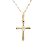 Elegant Diamond Necklaces & Pendants 18K Yellow Gold Emerald Cut 0.23 Carats Diamond Medium Cross Pendant