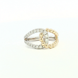 Elegant & Trendy 14K White & Yellow Gold 1/2 Carats Diamond Double Loop Ring