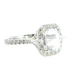 Bold & Elegant 18K White Gold 2.98 Carats White Sapphire & 0.61 Carats Diamond Halo Ring