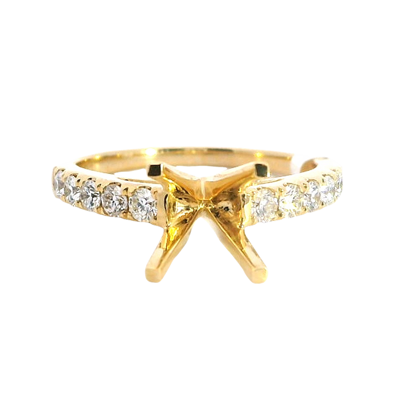 Elegant Diamond Mountings 18K Yellow Gold 2.0 Carats Round Setting -  0.40 Carats Diamond Ring