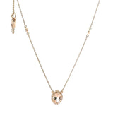 Vibrant Colored Stone Necklaces 14K Gold Rosé 1.00 Carat Morganite & 0.27 Carats Diamond Halo Necklace, 18 Inch