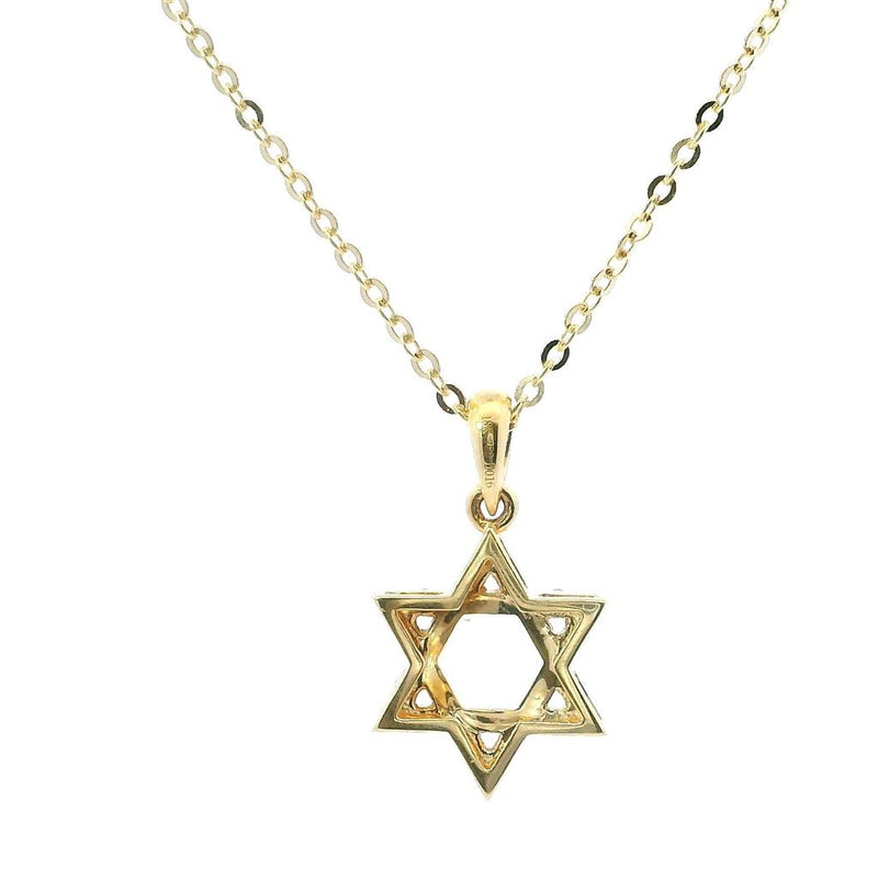 Elegant Diamond Necklaces & Pendants 18K Gold Yellow 0.16 Carats Diamond Drop 19mm Star of David Pendant
