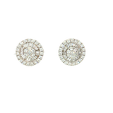 Classic & Contemporary 18K White Gold Baguette & Round Cut 1.01 Carats Diamond Cluster Stud Earrings