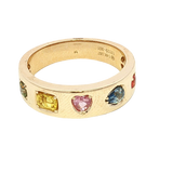 Bold & Elegant 14K Yellow Gold 0.74 Carats Multi Colored, Multi Cut Sapphire Stackable Ring