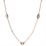 Vibrant 18K Gold Rosé 1.13 Carats Morganite & 0.20 Carats Diamond Station Necklace, 18 Inch