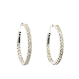 Classic & Contemporary 14K White Gold 0.77 Carats Diamond Medium Inside Out Hoop Earrings