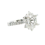 Elegant Diamond Mountings 18K White Gold  2.0 Carats Round Diamond Halo Semi Mount Ring - 1.14 Carats