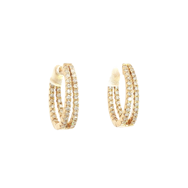 Classic & Contemporary 14K Yellow Gold 0.52 Carats Diamond Medium Oval Hoop Earrings