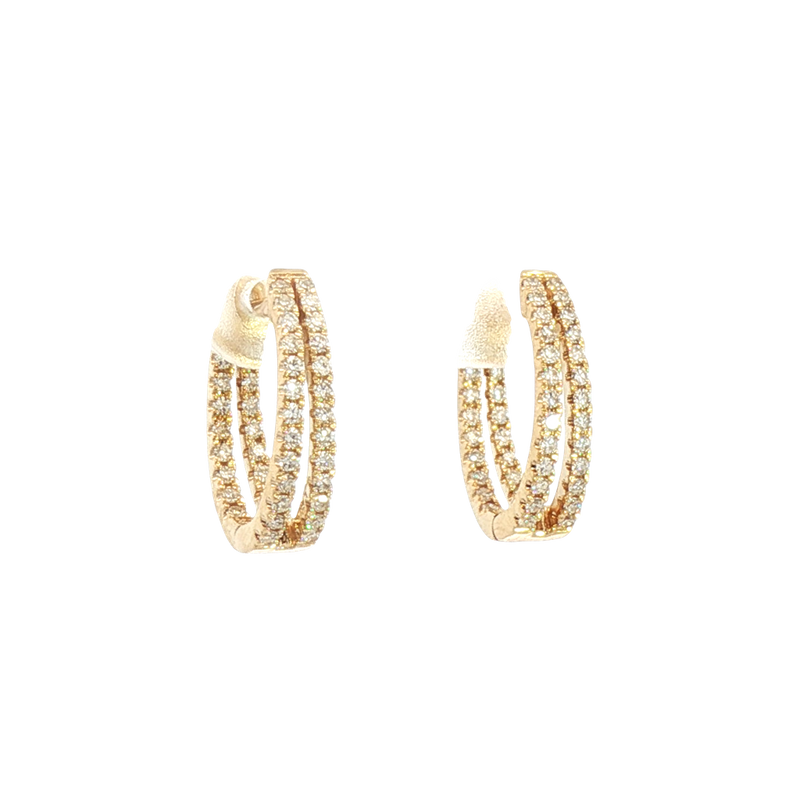 Classic & Contemporary 14K Yellow Gold 0.52 Carats Diamond Medium Oval Hoop Earrings