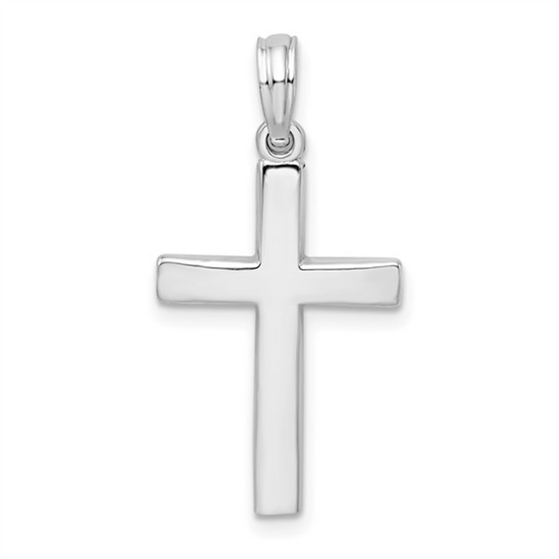 White Sterling Silver 21x13.75mm Latin Cross Pendant