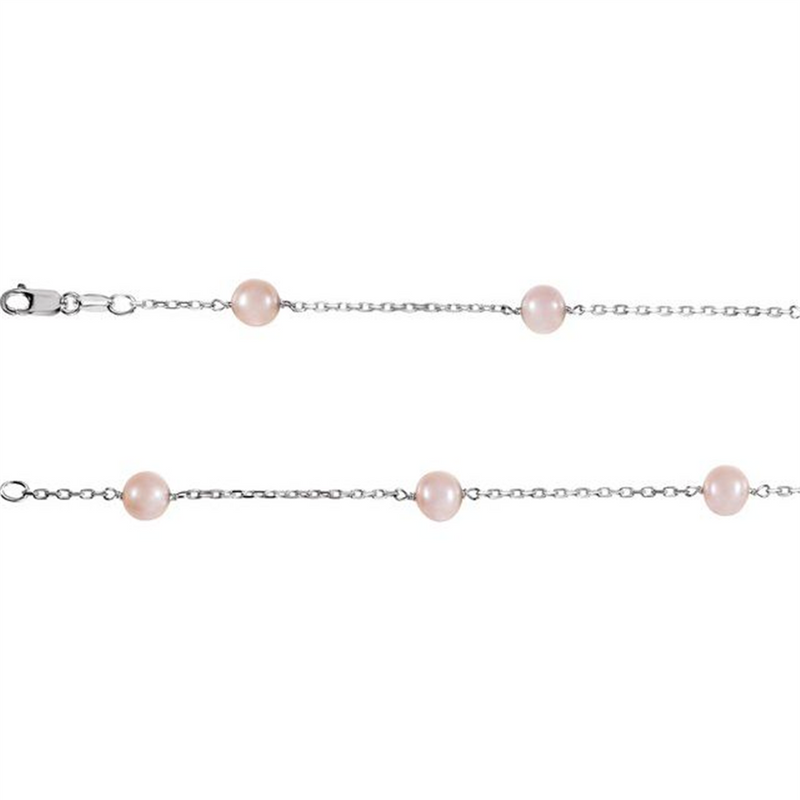 Elegant Pearl Necklaces & Pendants Sterling Silver White 5.5-6MM Pearl Tin Cup Pendant Necklce - 18 Inch