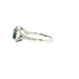 Bold & Elegant 14K Gold White Halo Color Stone Fashion Rings - Emerald Cut Watermelon Tourmaline 1.44 Carats & Diamond 0.43 Carats