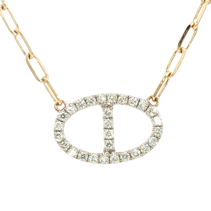 Elegant Diamond Necklaces 14K Yellow & White Gold 0.19 Carats Diamond Necklace - 18 Inch