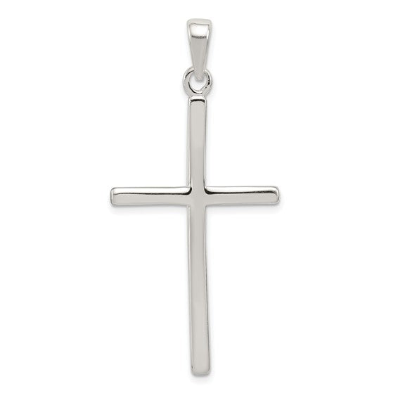 White Sterling Silver Medium Cross Pendant
