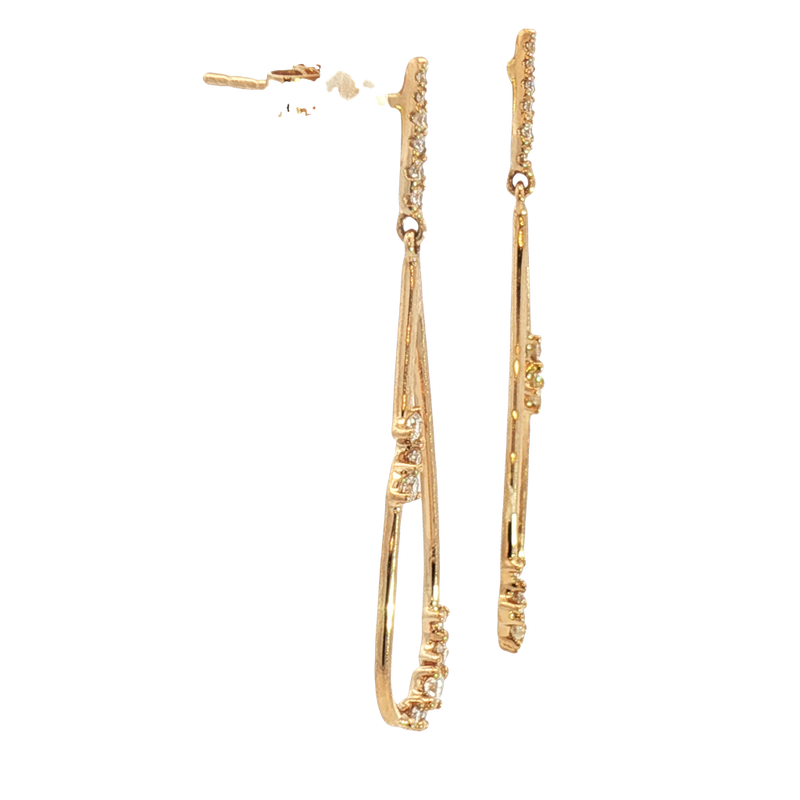 Classic & Contemporary 18K Yellow Gold 0.29 Carats Diamond Dangle Earrings