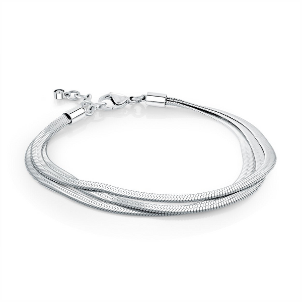 Bold & Stylish Alternative Metal Bracelets Three Strand Stainless Steel Herringbone Bracelet - 8 Inch