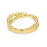 Elegant & Trendy 18K Yellow Gold 1.09 Carats Diamond Criss Cross Ring