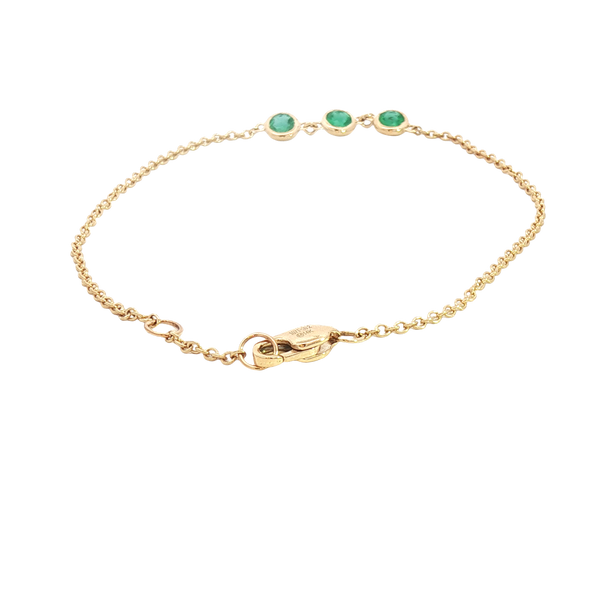 Elegant & Eye Catching 14K Yellow Gold 0.47 Carats Green Emerald Bracelet, Length 7 Inch