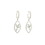 Classic & Contemporary 18K White Gold 0.89 Carats Diamond Dangle Earrings