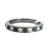 Elegant Diamond Bands 18K White Gold with Gun Metal Finish 0.63 Carats Black & White Diamond Stackable Band