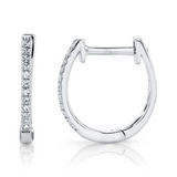 Classic & Contemporary 14K White Gold 0.08 Carats Diamond Huggie Earrings