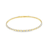 Sophisticated & Timeless Diamond Bracelets 14K Yellow & White Gold 0.26 Carats Diamond Flexible Bangle Bracelet - 6.75 Inch