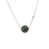 Elegant Pearl Necklaces & Pendants 14K Yellow Gold &  8 - 9 MM Tahitian Cultured Black Pearl & 0.01 Carats Diamond Necklce - 18 Inch