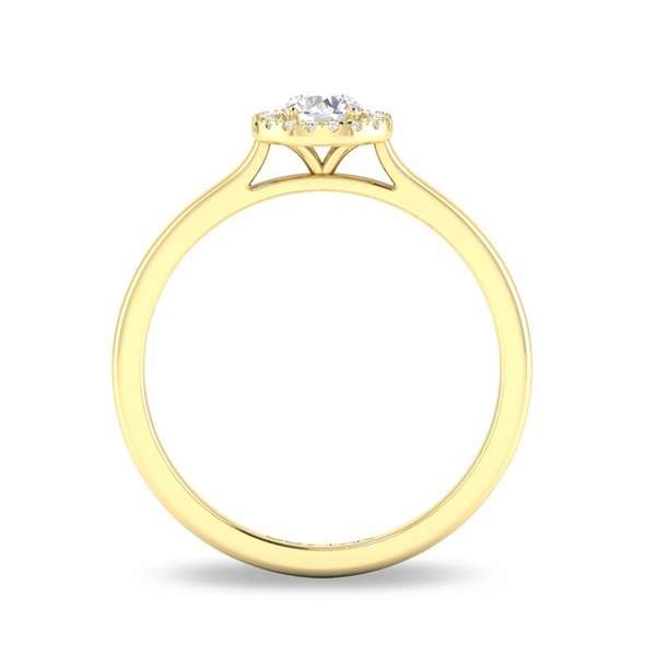 Yellow 10 Karat Gold 0.33 Carats White Sapphire & 0.05 Carats Diamond Halo Ring