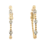 Classic & Contemporary 14K Yellow & White 0.11 Carats Diamond Oval Beaded Hoop Earrings
