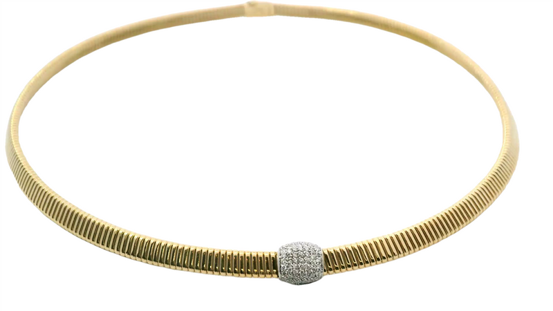 Elegant Diamond Necklaces 18K Gold Two-Toned 0.36 Carats Diamond Choker Necklace - 17 Inch