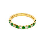 Bold & Elegant 18K Yellow Gold 0.40 Carats Emerald & 0.28 Carats Diamond Stackable Band