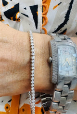 Sophisticated & Timeless Diamond Bracelets 14K Gold White Round Diamond Tennis Bracelet - 2 CTW, Size 7 Inch