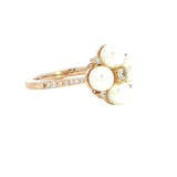 Elegant Pearl Rings Classic & Timeless Designs - 10K Yellow Gold Cultured Pearls & 0.15 Carats Diamond Ring