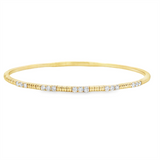 Sophisticated & Timeless Diamond Bracelets 14K Gold & Titanium Yellow Ribbed & Diamond Flexible Bangle Bracelet - 0.46 CTW, Size 6.75 Inch