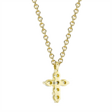 Elegant Diamond Necklaces 14K Yellow Gold 0.10 Carats Petite Diamond Cross Necklace - 18 Inch