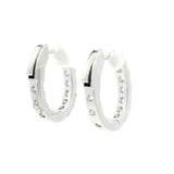 Classic & Contemporary 18K White Gold 1.61 Carats Diamond Inside Out Medium Hoop Earrings