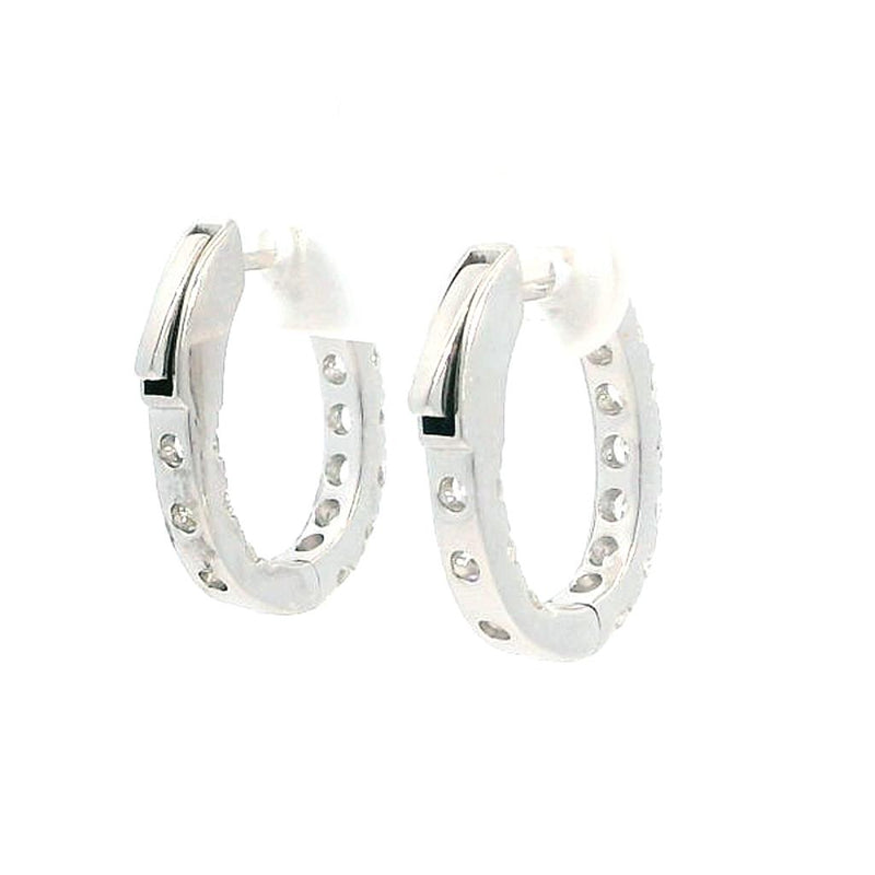 Classic & Contemporary 18K White Gold 1.61 Carats Diamond Inside Out Medium Hoop Earrings
