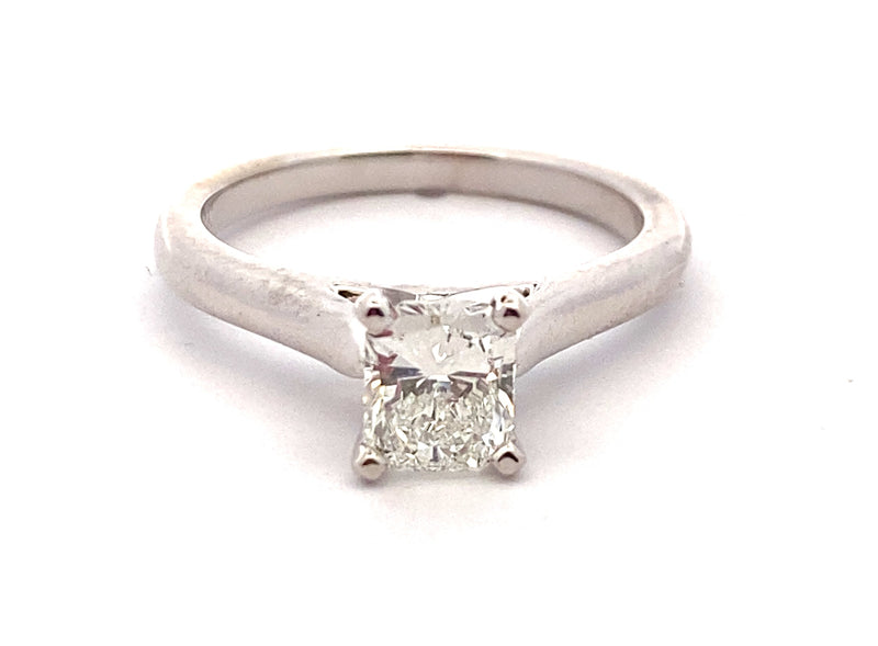 1 Carat Natural Radiant Cut Diamond Solitaire Engagement Ring