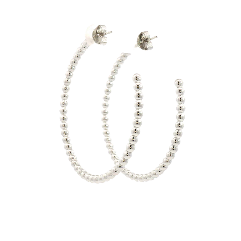 White Sterling Silver Large Hoop Earrings